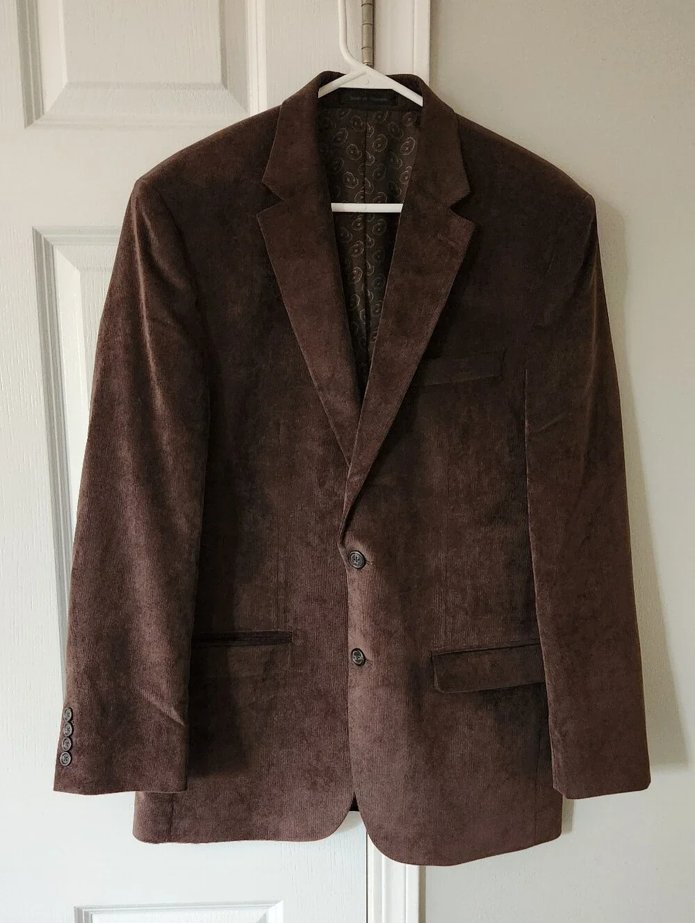 CHAPS Corduroy Blazer Men 40R Brown Sport Coat Jacket Paisley Lined